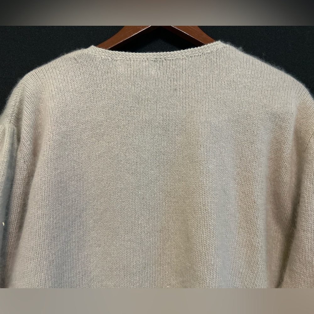 Magnolia Vintage Pearl Detail Beige/tan Lambswool Luxury Cardigan Size XL - Picture 11 of 16